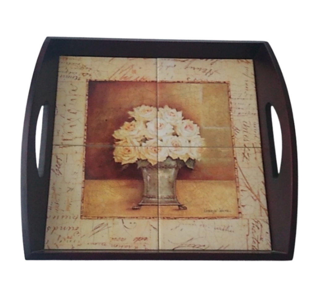 Tam-San Designs, Kathryn White Tile  Inlay Wooden Tray, Cornelius NC Sha…